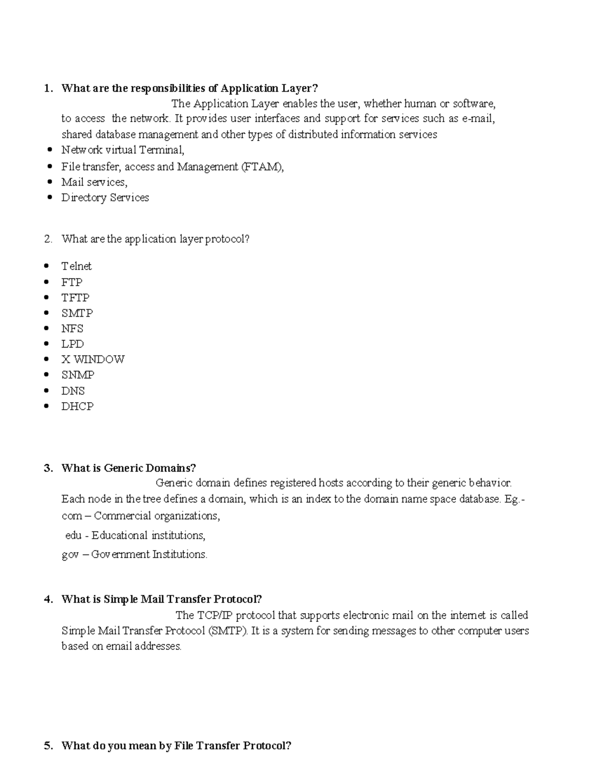 computer network - 1. What are the responsibilities of Application ...