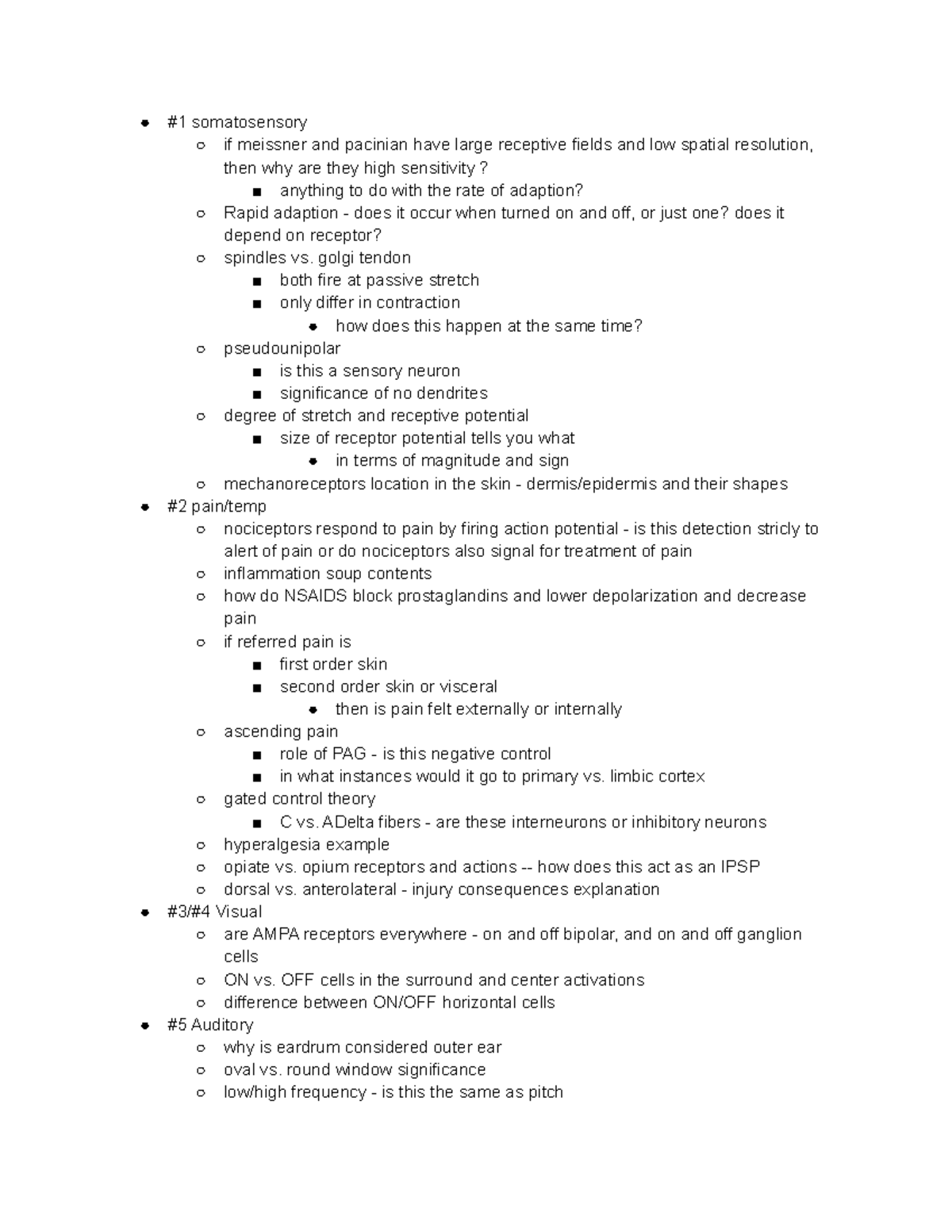 Neuro Review Exam 2 - study guide - #1 somatosensory if meissner and ...