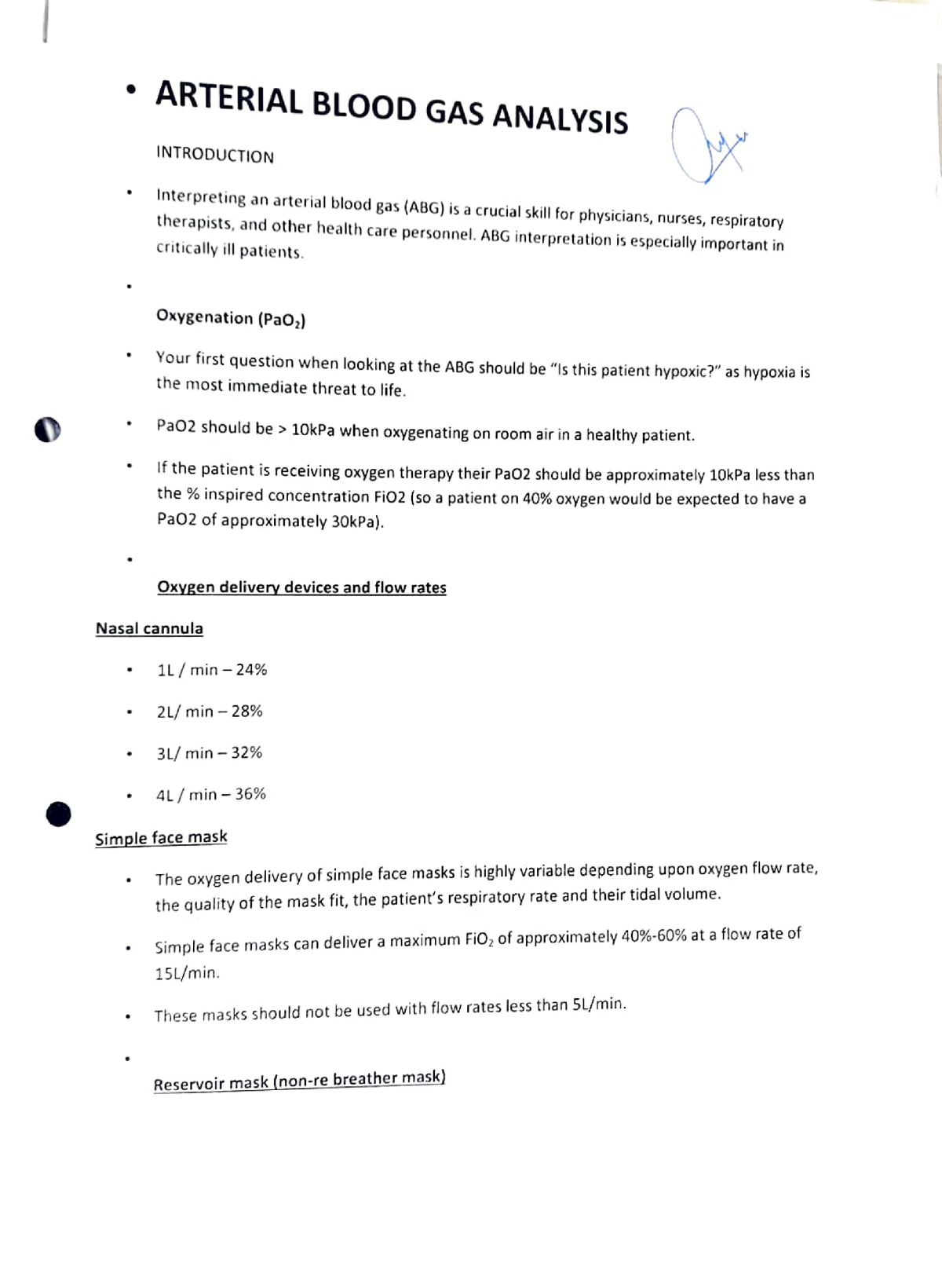 blood gas analysis case study