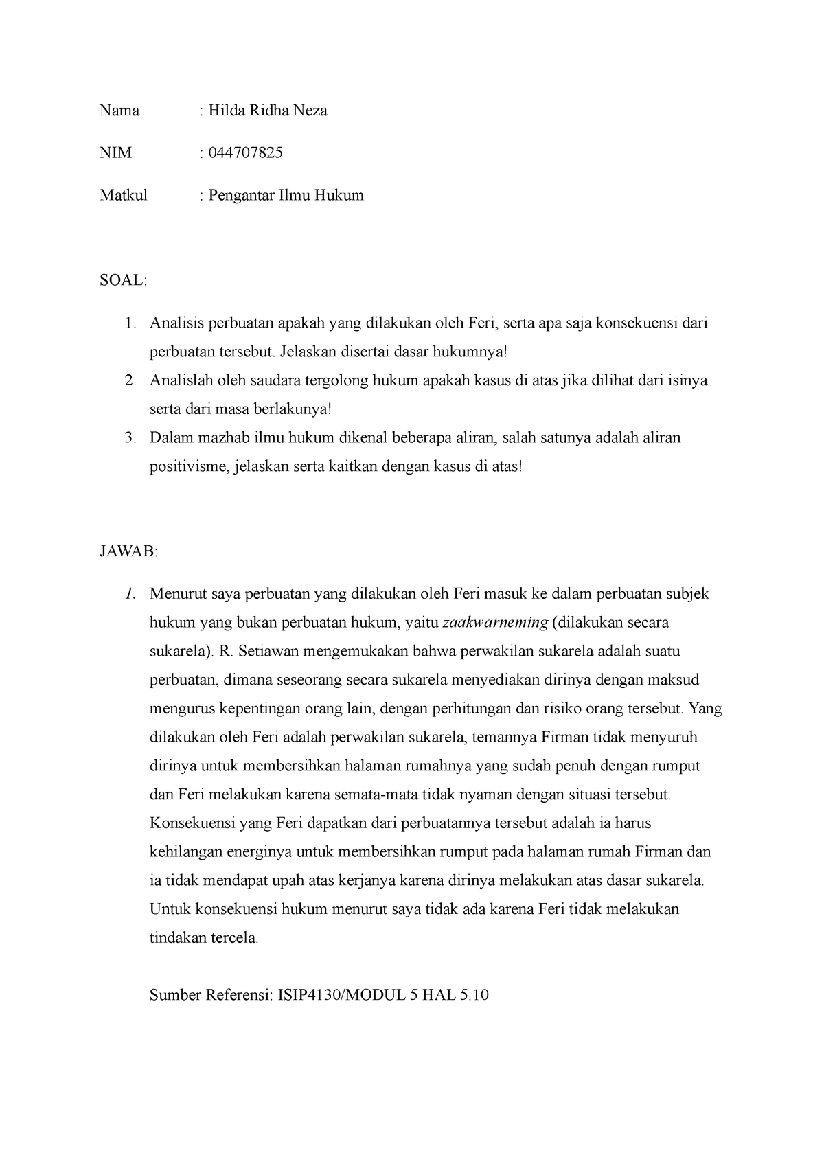 Tugas 2 SESI 5 Pengantar Ilmu Hukum - Nama : Hilda Ridha Neza NIM ...