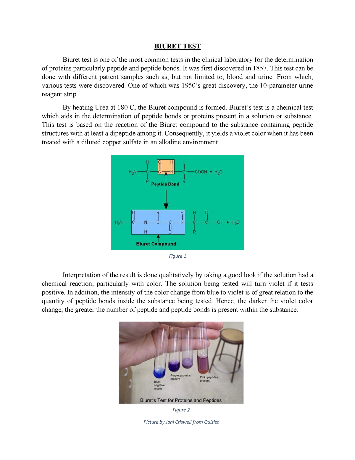 research paper on biuret test