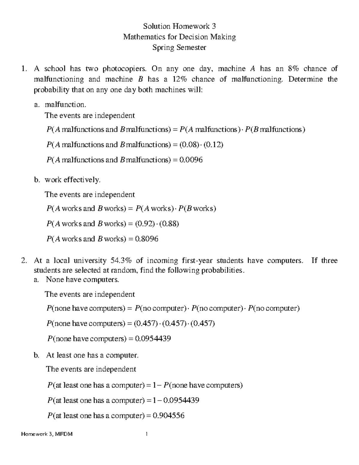 Solution+Homework+3 - Ejercicios resueltos matemáticas para la toma de ...