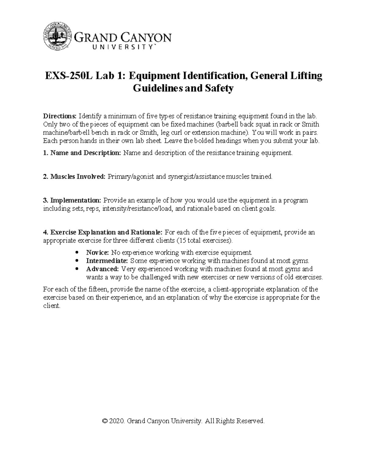 EXS 250LRSLab1Equipment Identification Guidelinesand Safety EXS