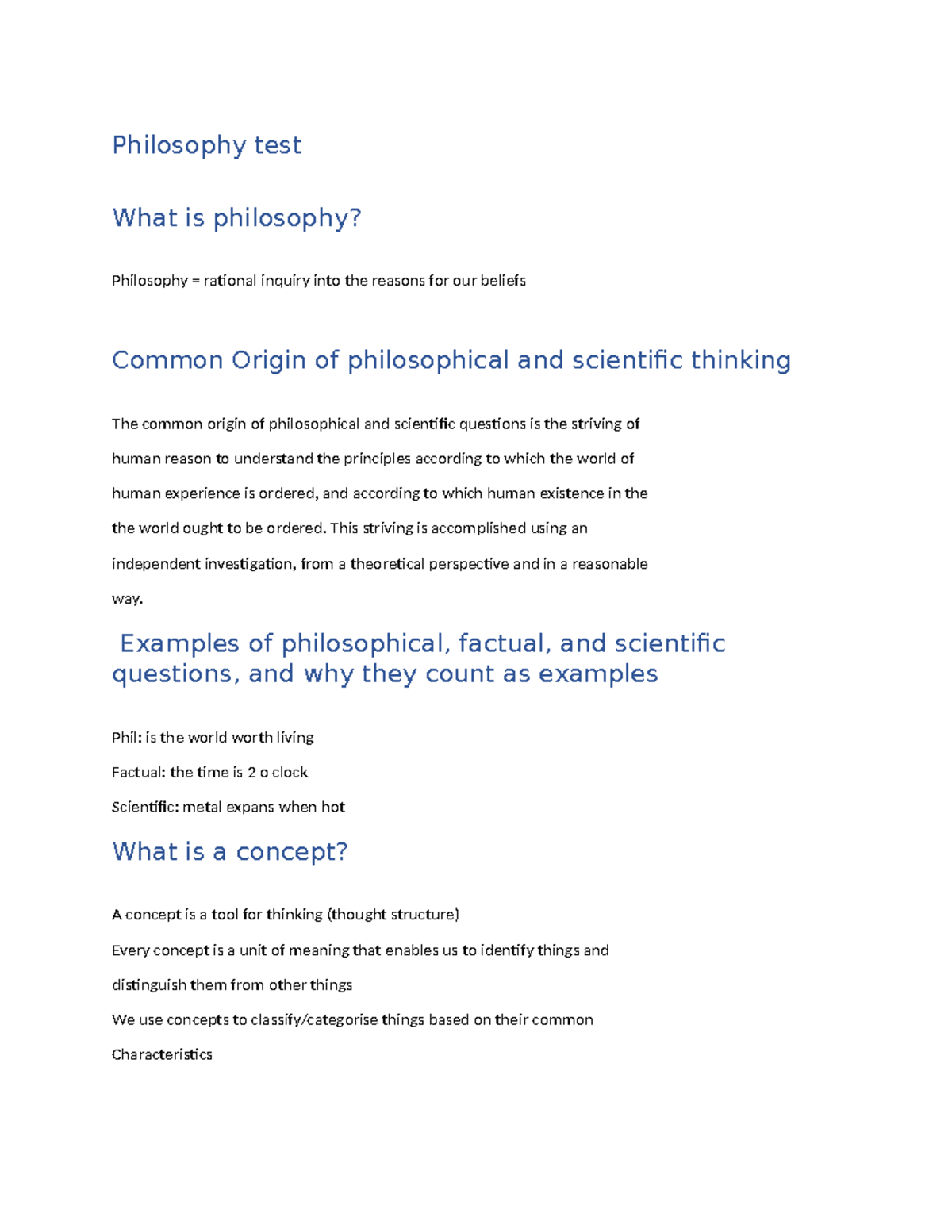 Philosophy test A1 - Philosophy test What is philosophy? Philosophy ...