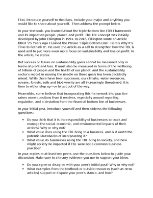 Fin 250 discussion 8 - In reflecting on your experience in this ...