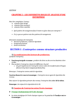 Chapitre 3 - Note Cours Chap 3 - Chapitre 3 - L’organisation Système ...