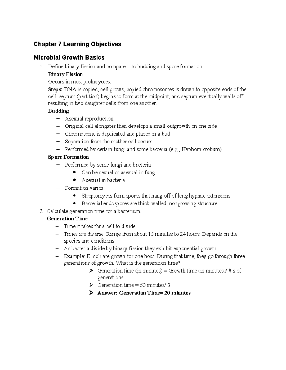 Chapter 7 Learning Objectives Chapter 7 Learning Objectives Microbial