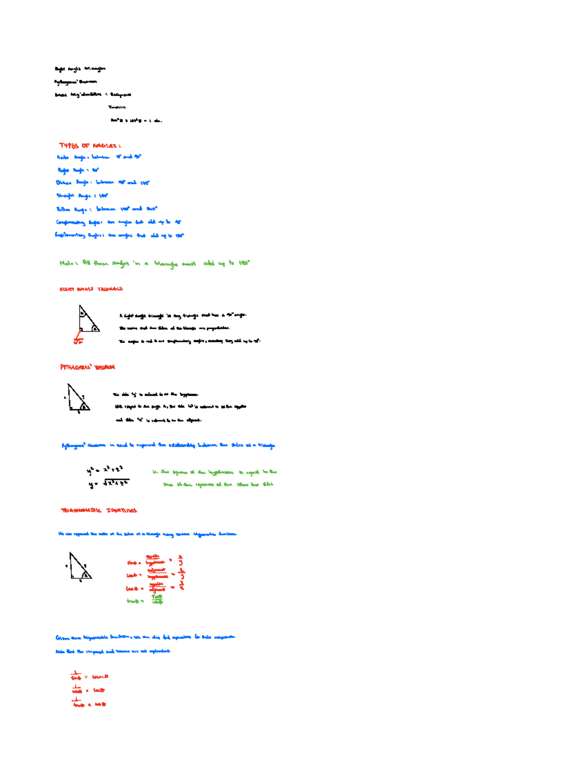 Intro to trigs - ightangletriangles asctrigidentities reciprocal sino ...