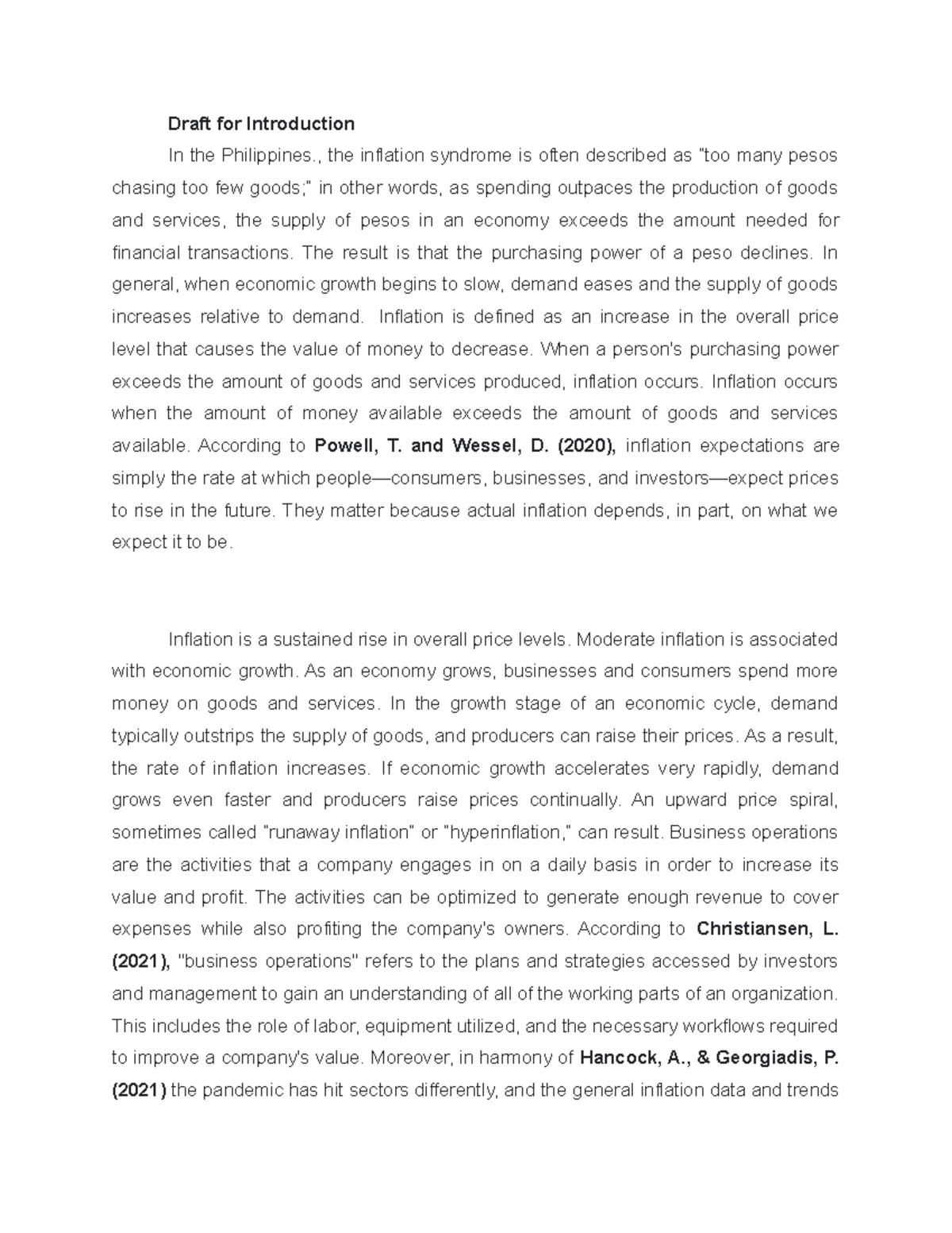 Draft for Introduction - , the inflation syndrome is often described as ...