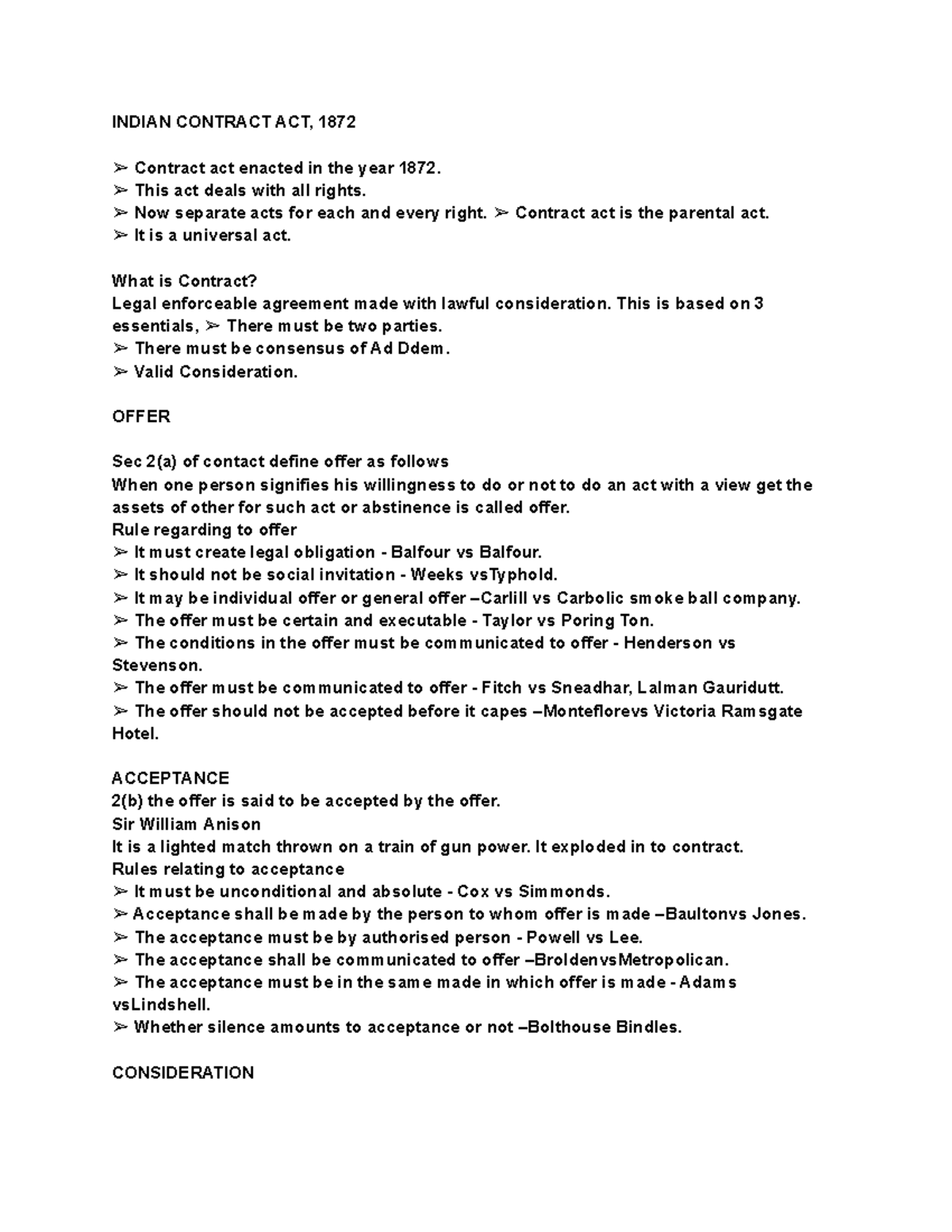 Indian contract act -1872 - INDIAN CONTRACT ACT, 1872 Contract act ...
