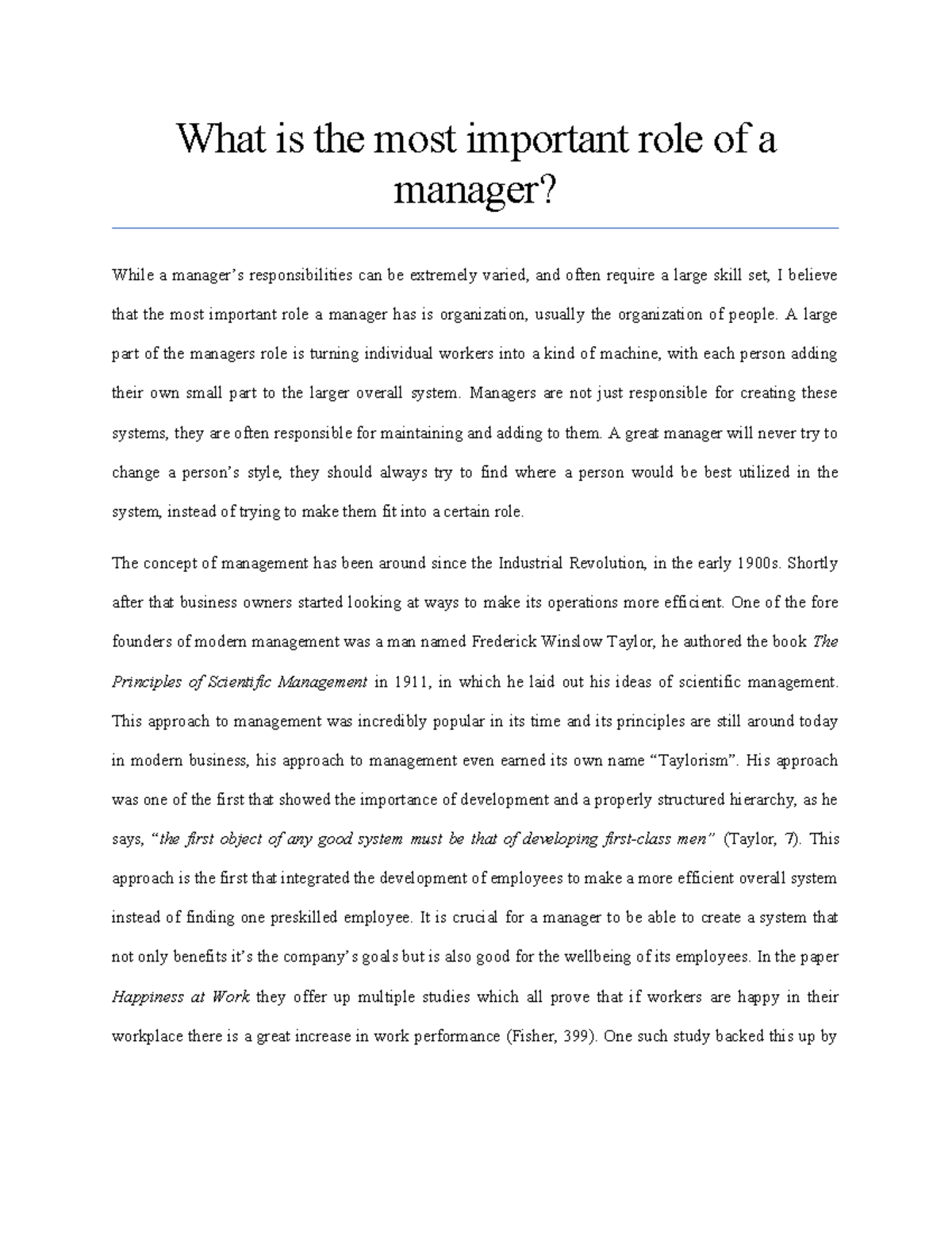 what is a manager essay