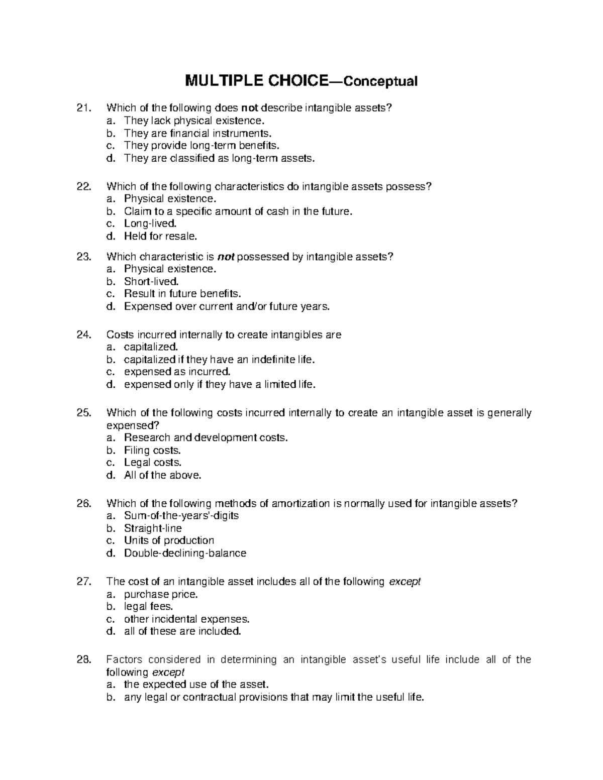 Test Bank Reviewer - Int Assets - Multiple Choice—conceptual Which Of 