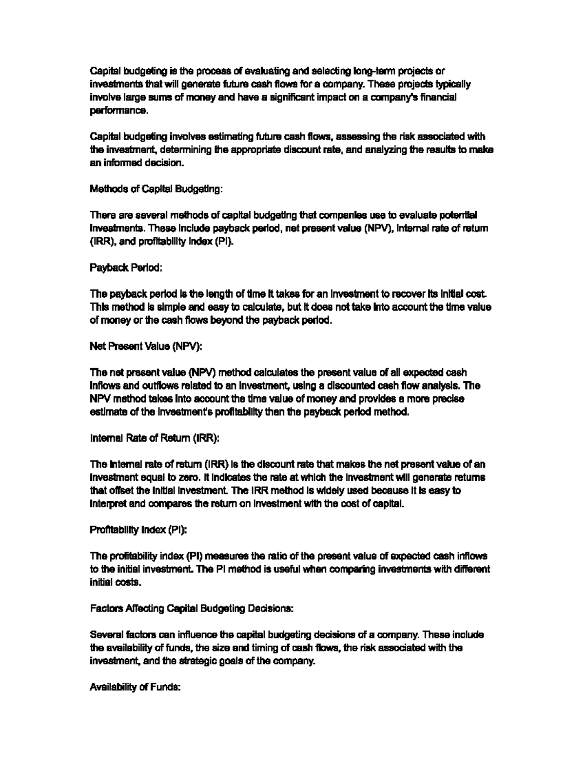 Capital Budgeting and Investment Decisions - (BUS8375) - Studocu