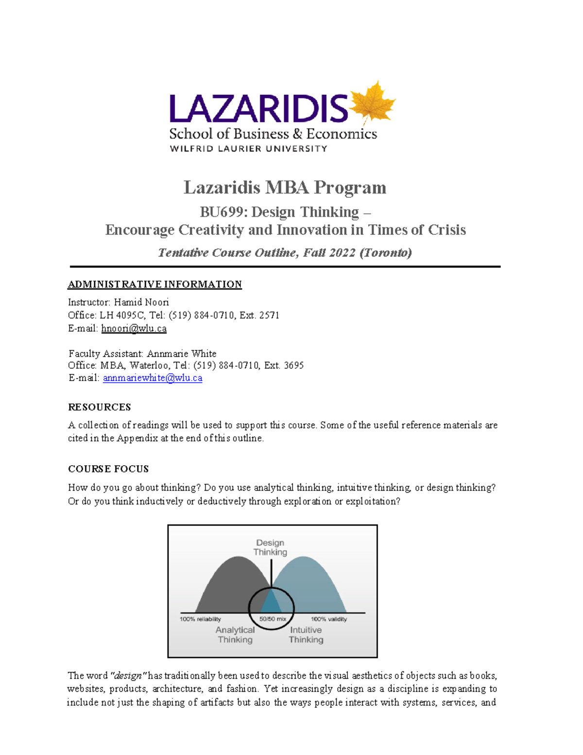 Design Thinking Course Outline- Fall 2022 (Toronto) - Lazaridis MBA ...
