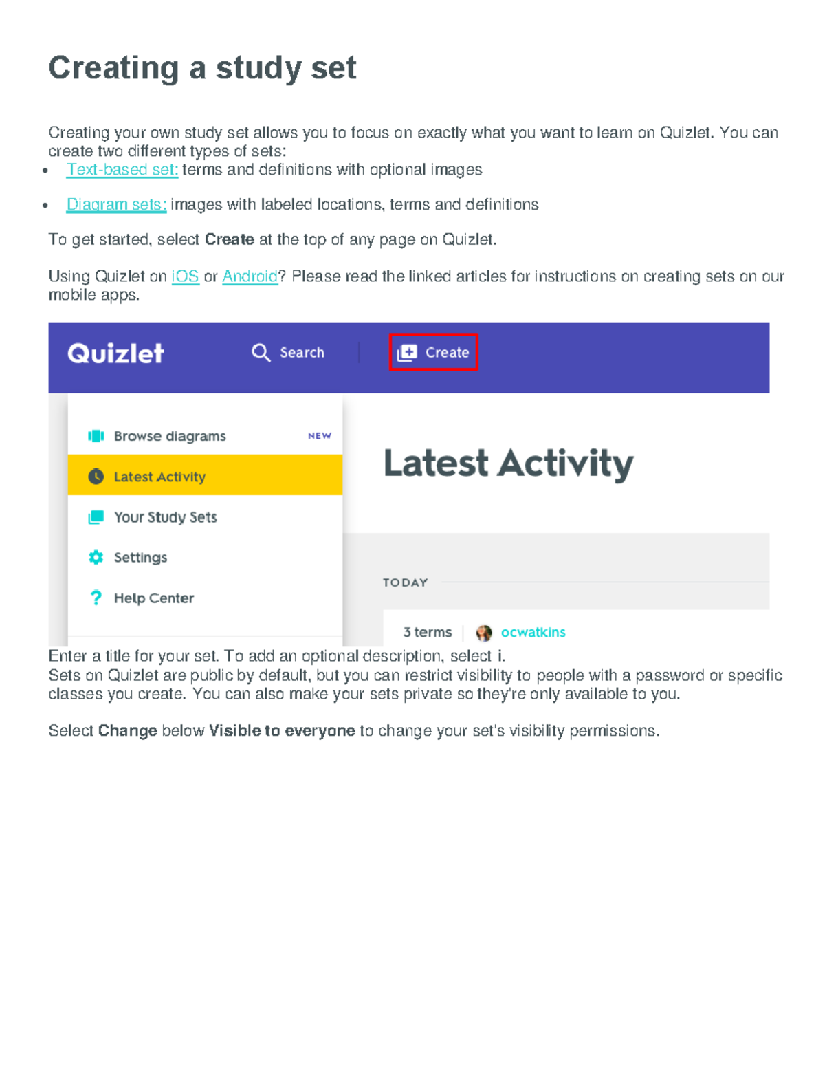 Creating A Study Set In Quizlet - Creating A Study Set Creating Your ...