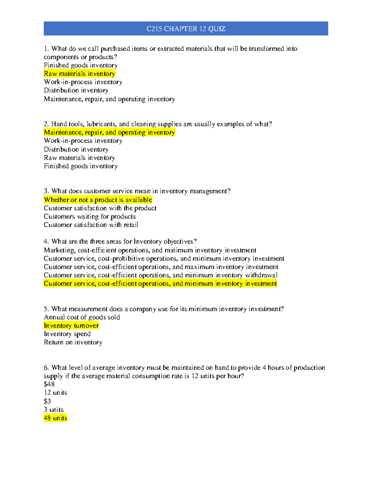 C215 CHPT12 QUIZ - C215 Quiz And Answers For Chapter 12 - C215 CHAPTER ...