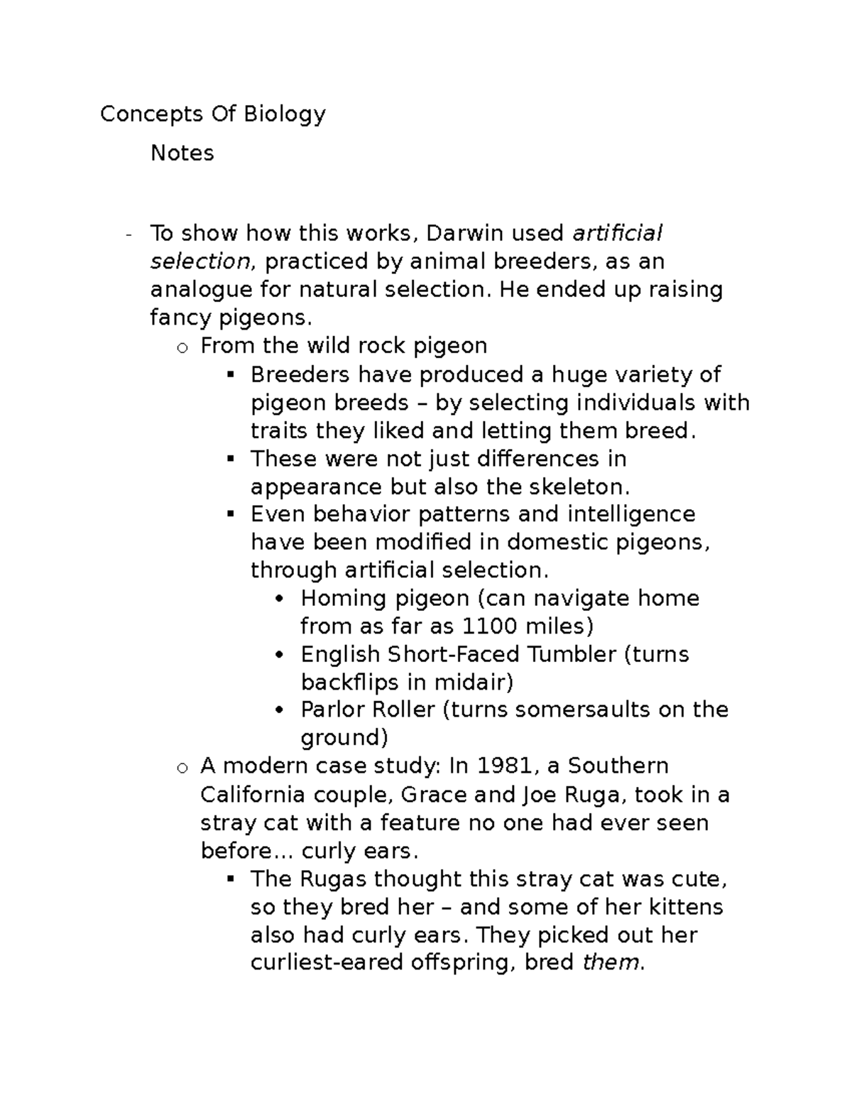 Concepts of Biology Notes 2-16-23 - Concepts Of Biology Notes To show ...