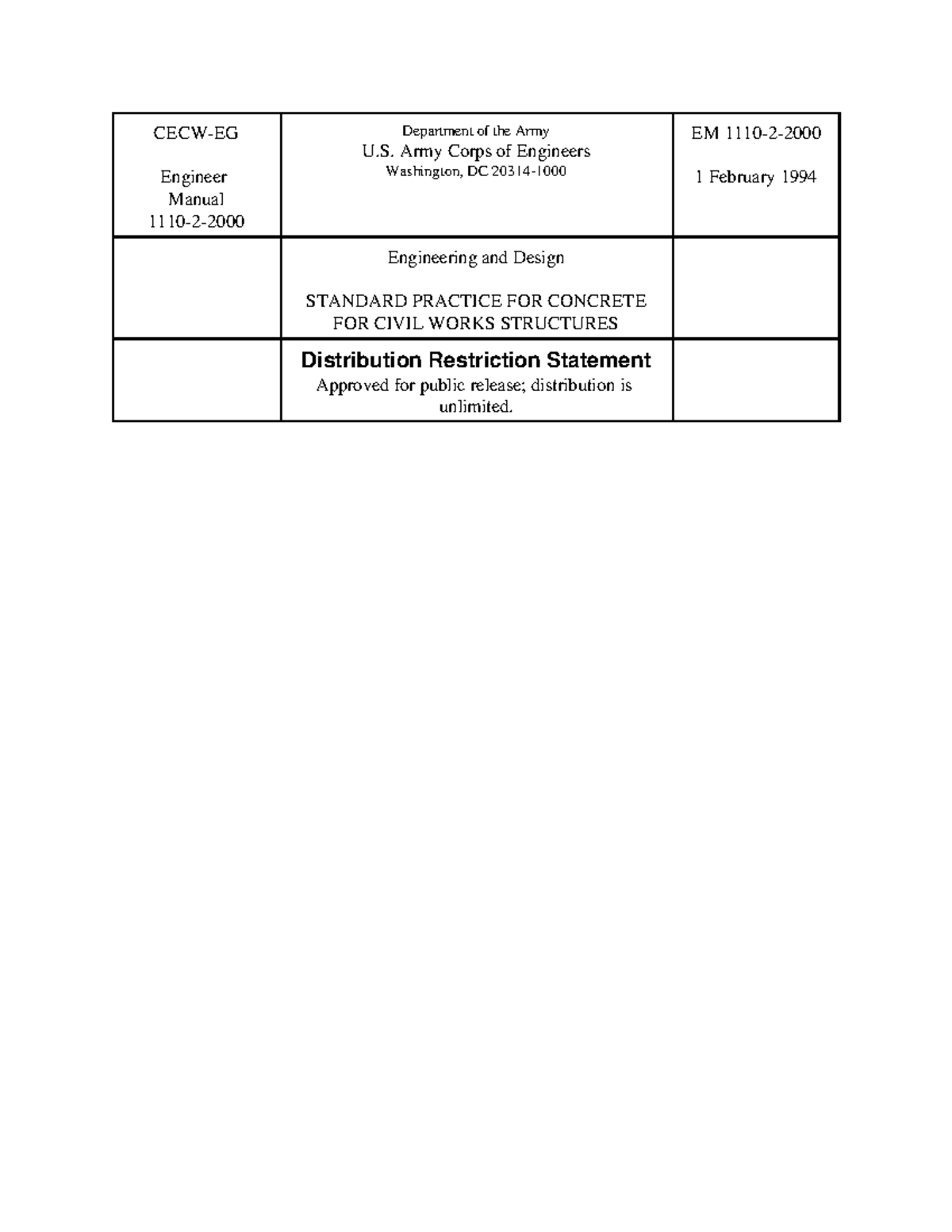 Engineering And Design - Standard Practice For Concrete For Civil Works ...