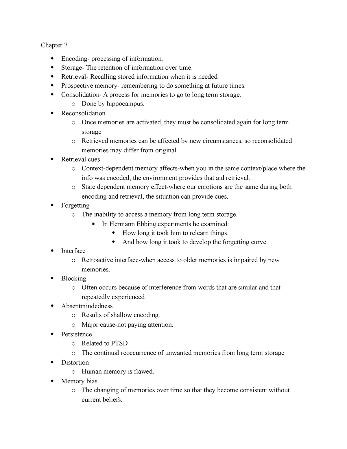 Psychology 150 Chapter 7 Chapter 7 Encoding Processing Of