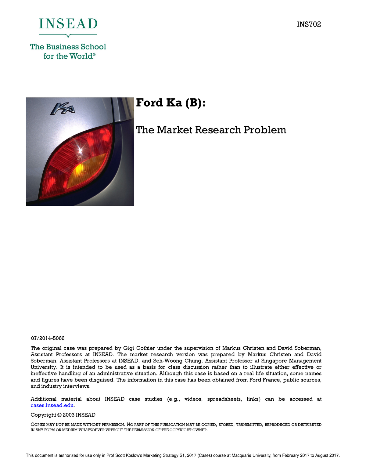 ford ka case study