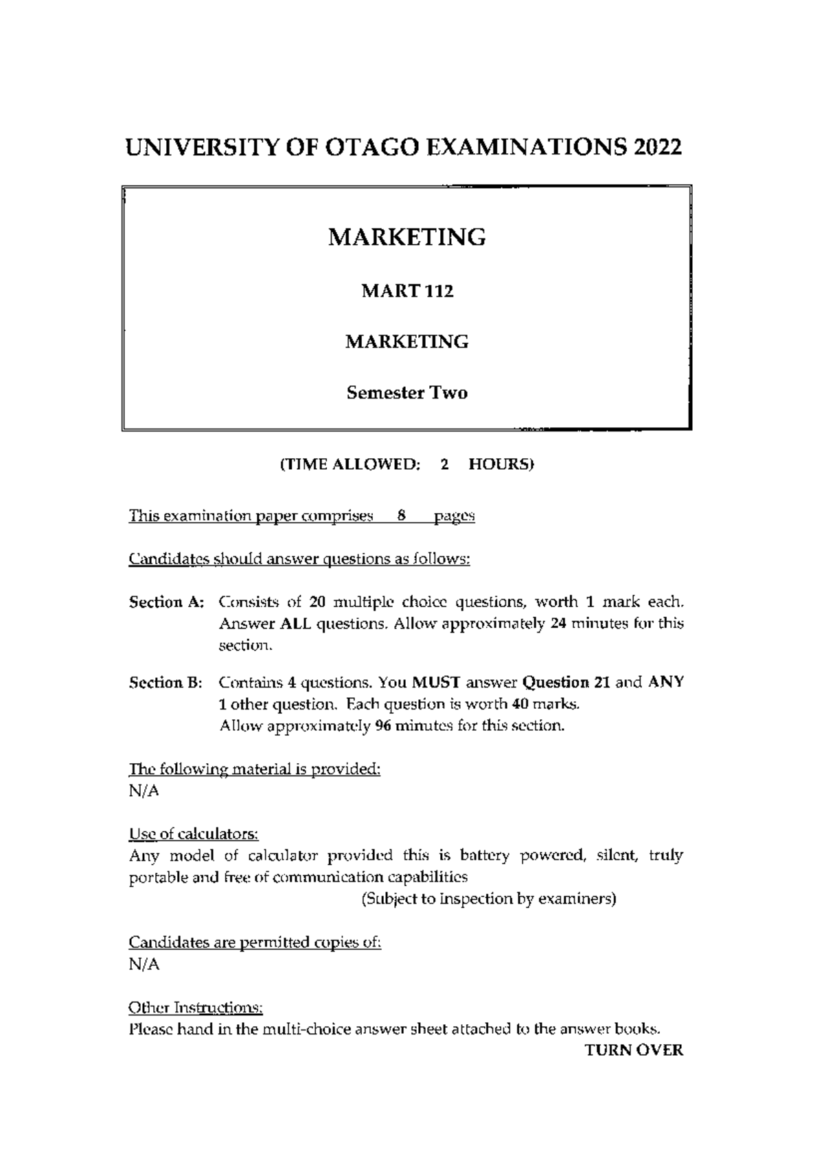 Mart112 2022 s2 - Managing Marketing - Studocu