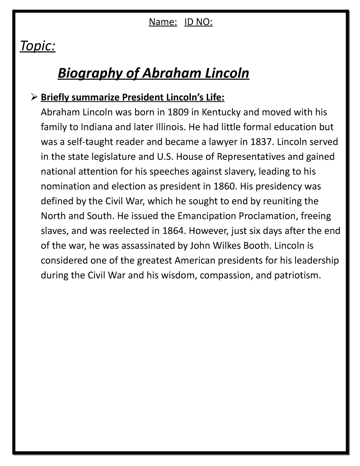 assignment-4-name-id-no-topic-biography-of-abraham-lincoln-brie-y