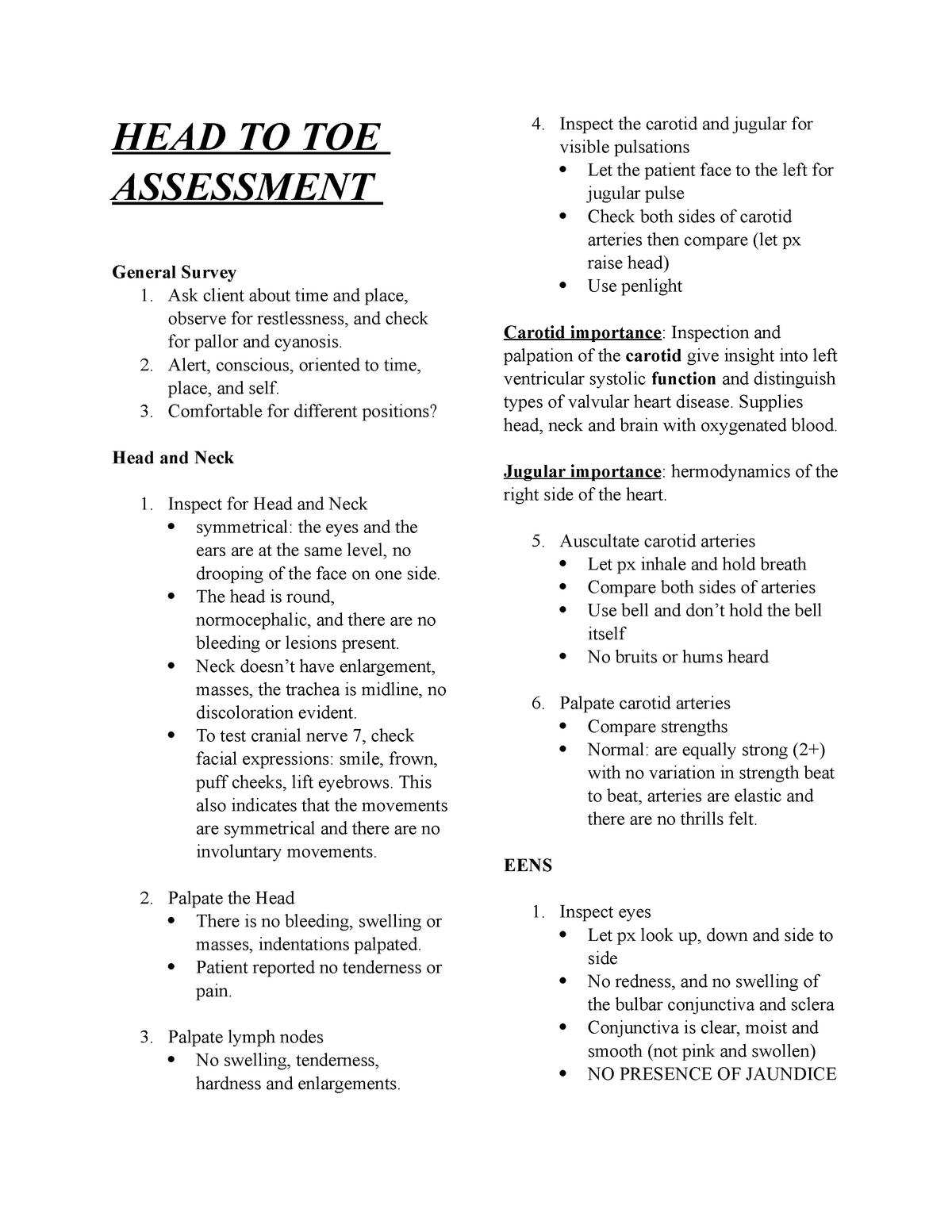 Nursing Student Head To Toe Assessment Cheat Sheet Sample, 51% OFF