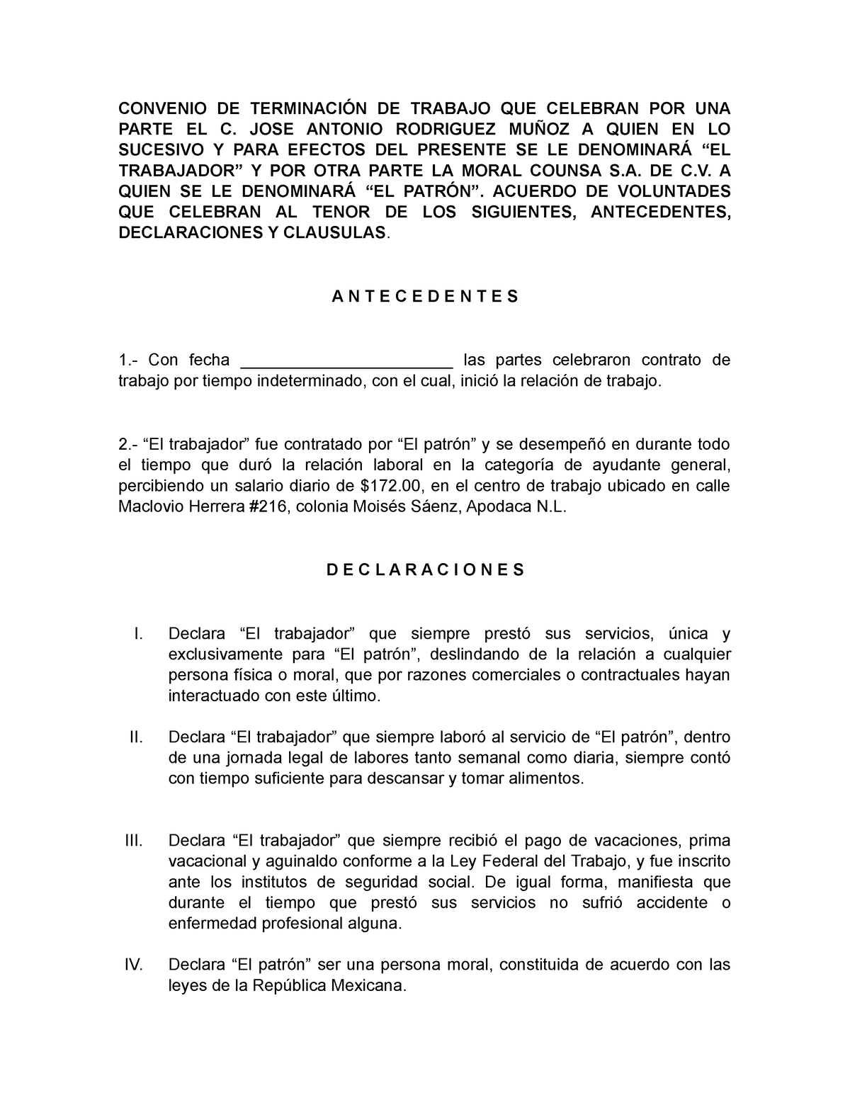 Acta De Terminacion De Mutuo Acuerdo De Contrato De Trabajo Gobierno Images Hot Sex Picture 7684