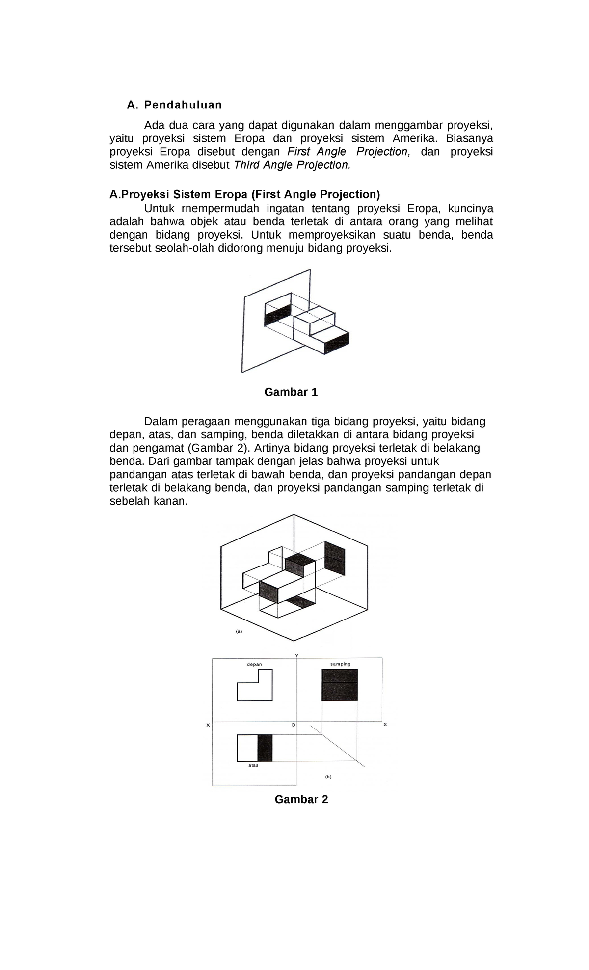 Menggambar Mesin - Proyeksi Langsung - A. Pendahuluan Ada Dua Cara Yang ...