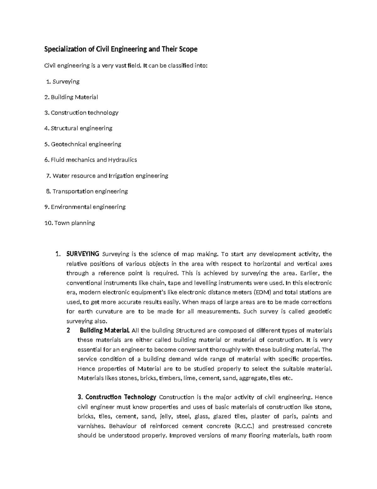 1,2 - practical - Specialization of Civil Engineering and Their Scope ...