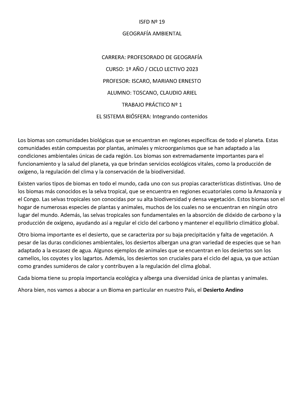 TP 1 GEO- Ambiental - Importante - ISFD N∫ 19 GEOGRAFÕA AMBIENTAL ...