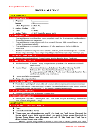 1. Modul Ajar PPKn BAB 1 Kelas 1 SD - MODUL AJAR KURIKULUM MERDEKA 2022 ...