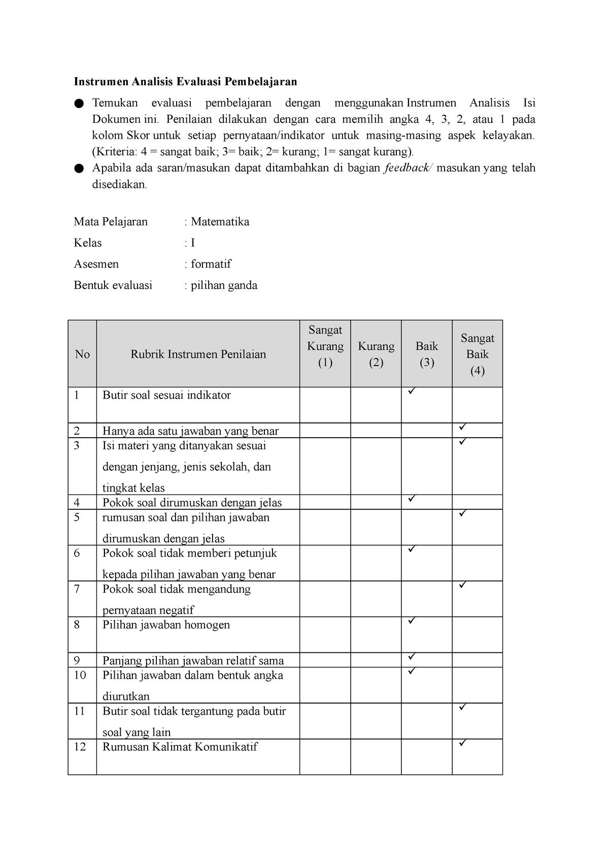 T1 Eksplorasi Konsep Instrumen Analisis Evaluasi Pembelajaran ...