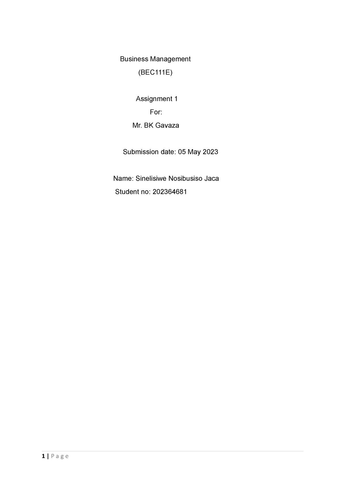 Business Management - Notes - Business Management (BEC111E) Assignment ...