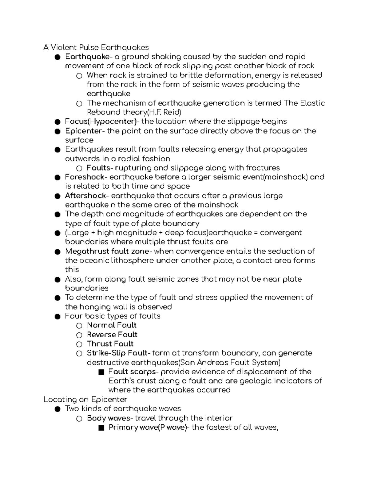 Module 9 Power Point- Earthquakes and Earth's Interior - A Violent ...