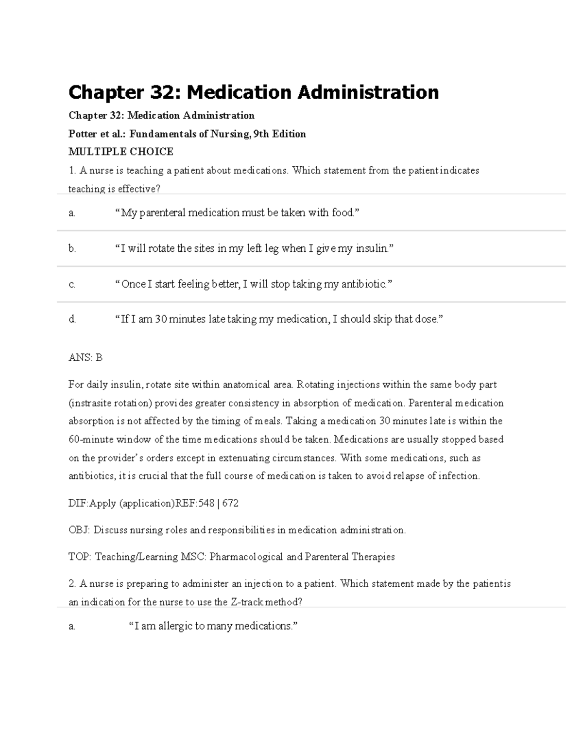 Chapter 32 Medication Administration - Chapter 32: Medication ...