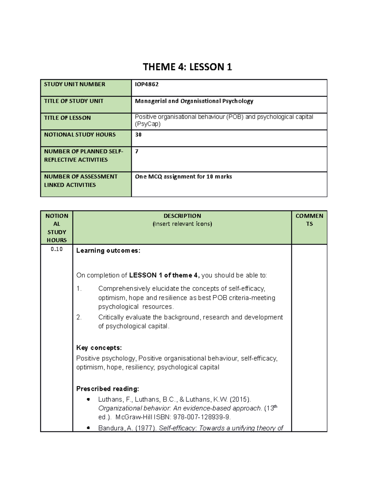 Theme+4+Lesson+1 - Lecture notes 4 - THEME 4: LESSON 1 STUDY UNIT NUMBER IOP TITLE OF STUDY UNIT ...