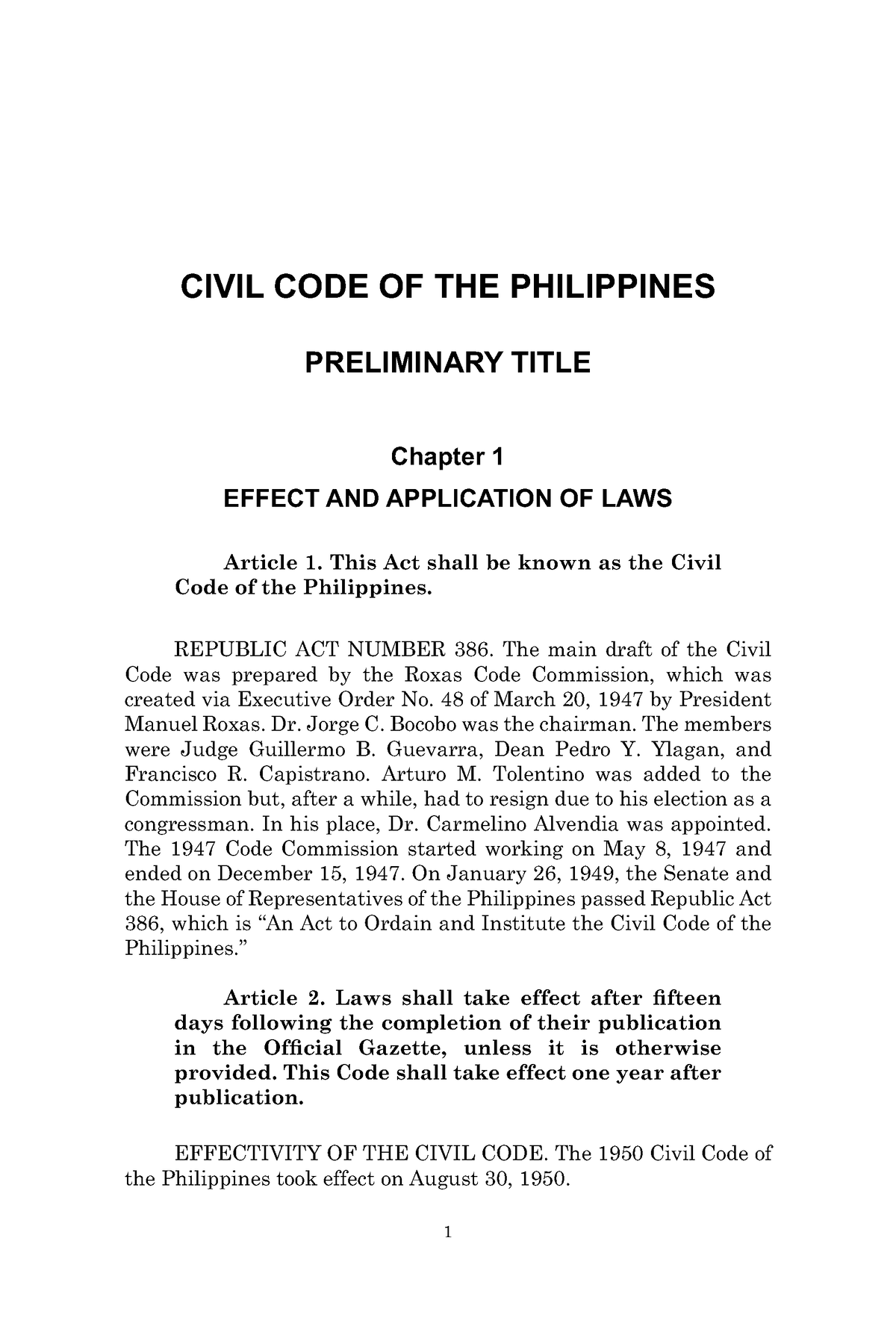 Persons And Family Relations Sta - 1 1 CIVIL CODE OF THE PHILIPPINES ...