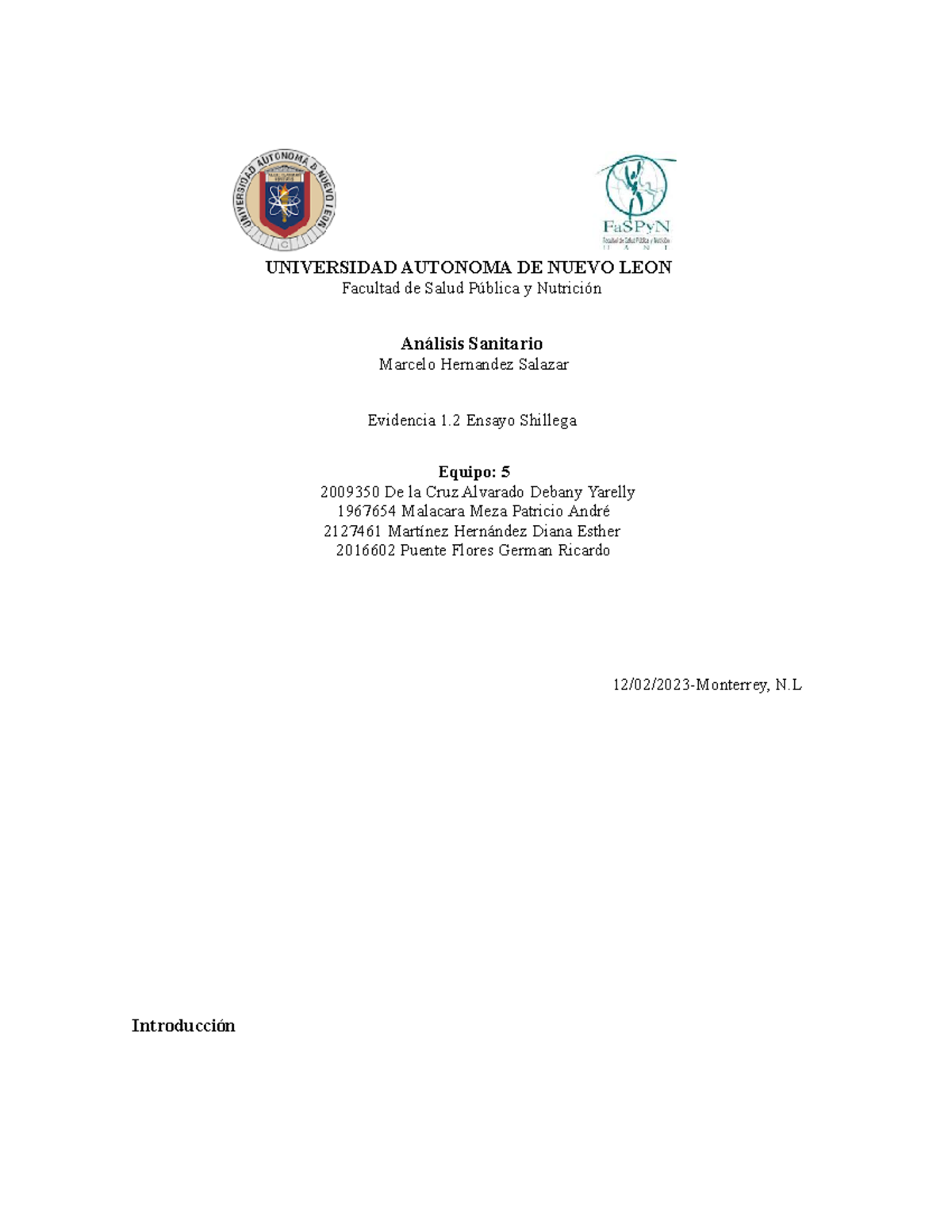 Evidencia 12 Ensayo Shillega Universidad Autonoma De Nuevo Leon Facultad De Salud Pública Y 0337