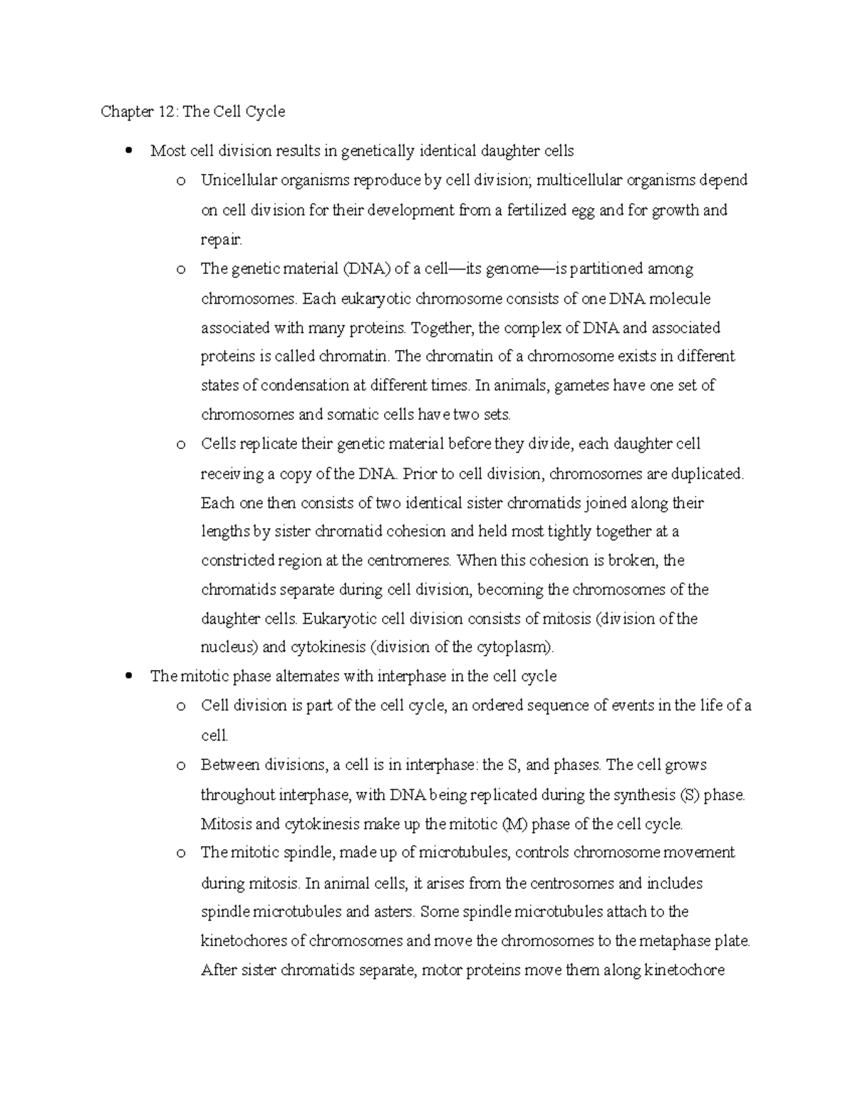 Biology Chapter 12 - Chapter 12: The Cell Cycle Most Cell Division ...