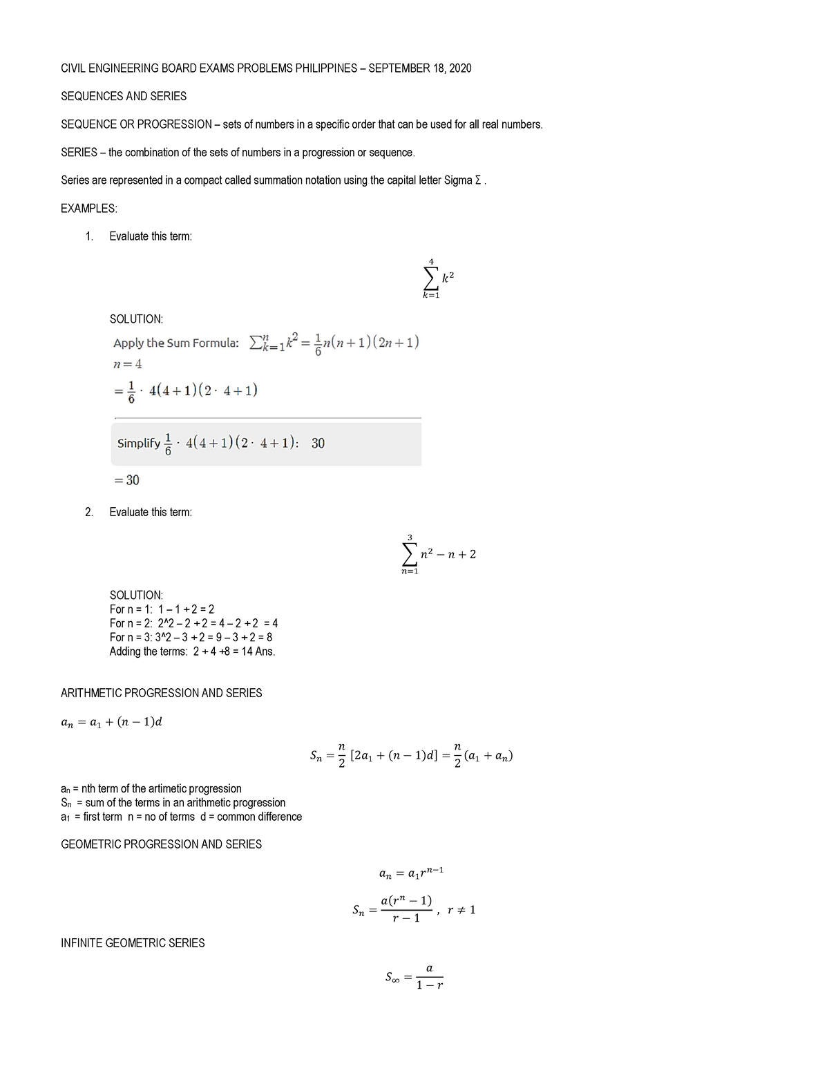 Cebep Bridging Algebra 7 - Civil Engineering Board Exams Problems 