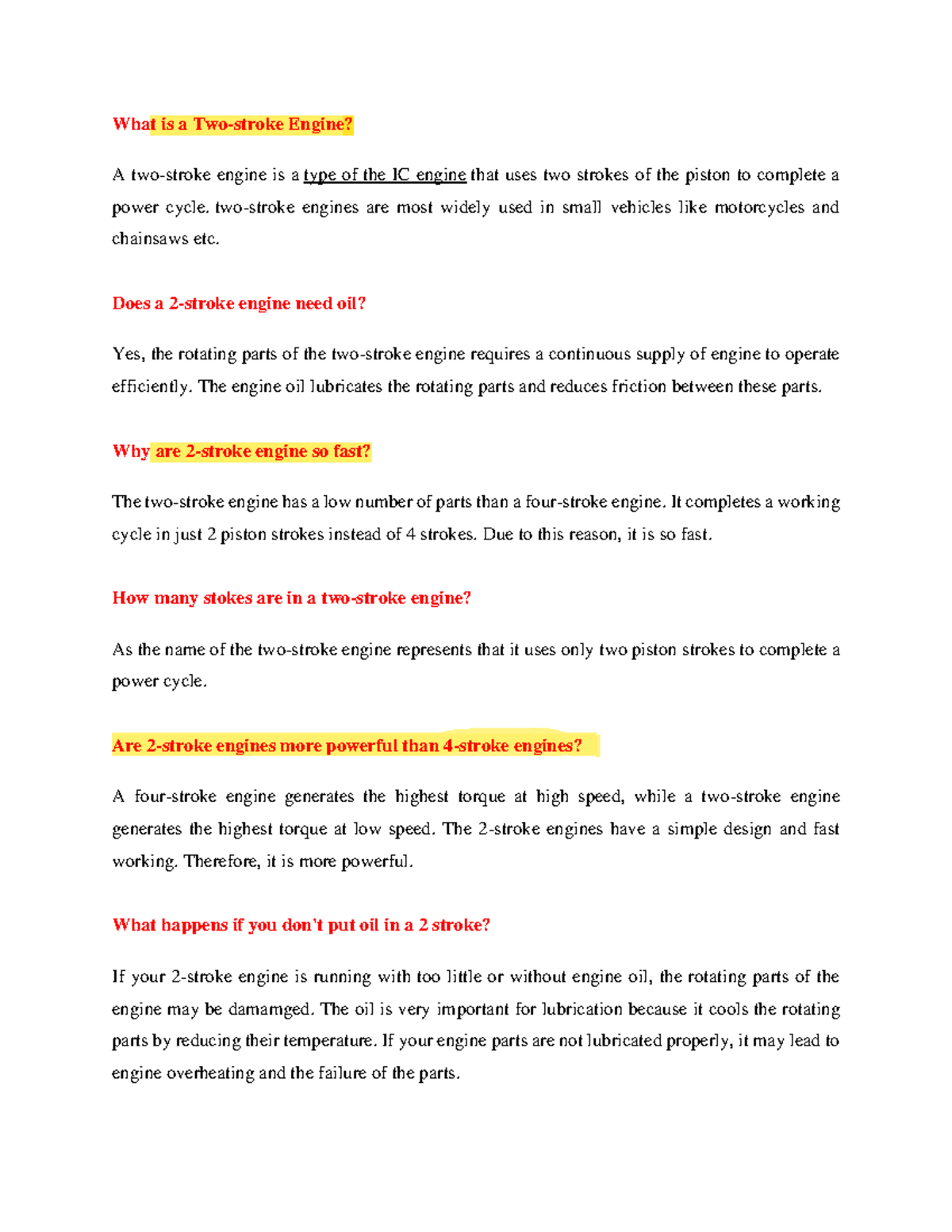 Lab - What is a Two-stroke Engine? A two-stroke engine is a type of the ...