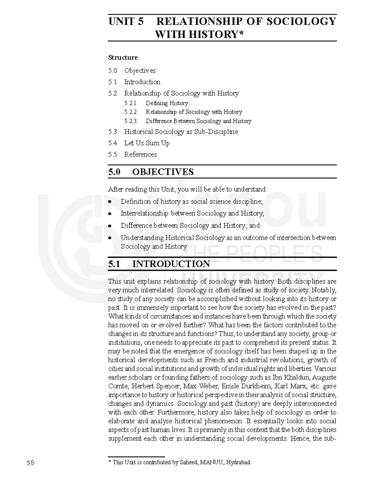Unit5 - Chapter five - Sociology and Other Social Sciences UNIT 5 ...