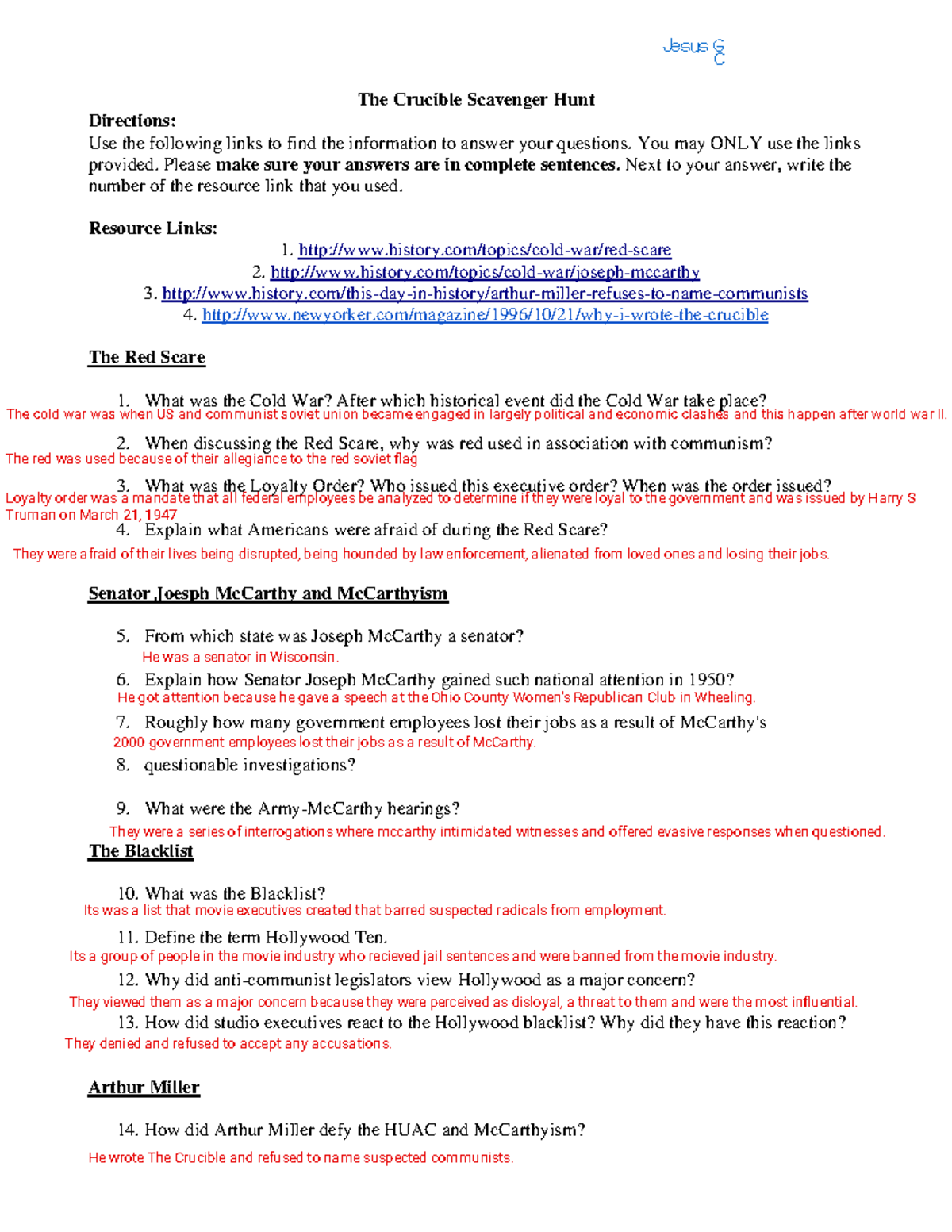The Historyof The Crucible An Online Scavenger Hunt1 The Crucible