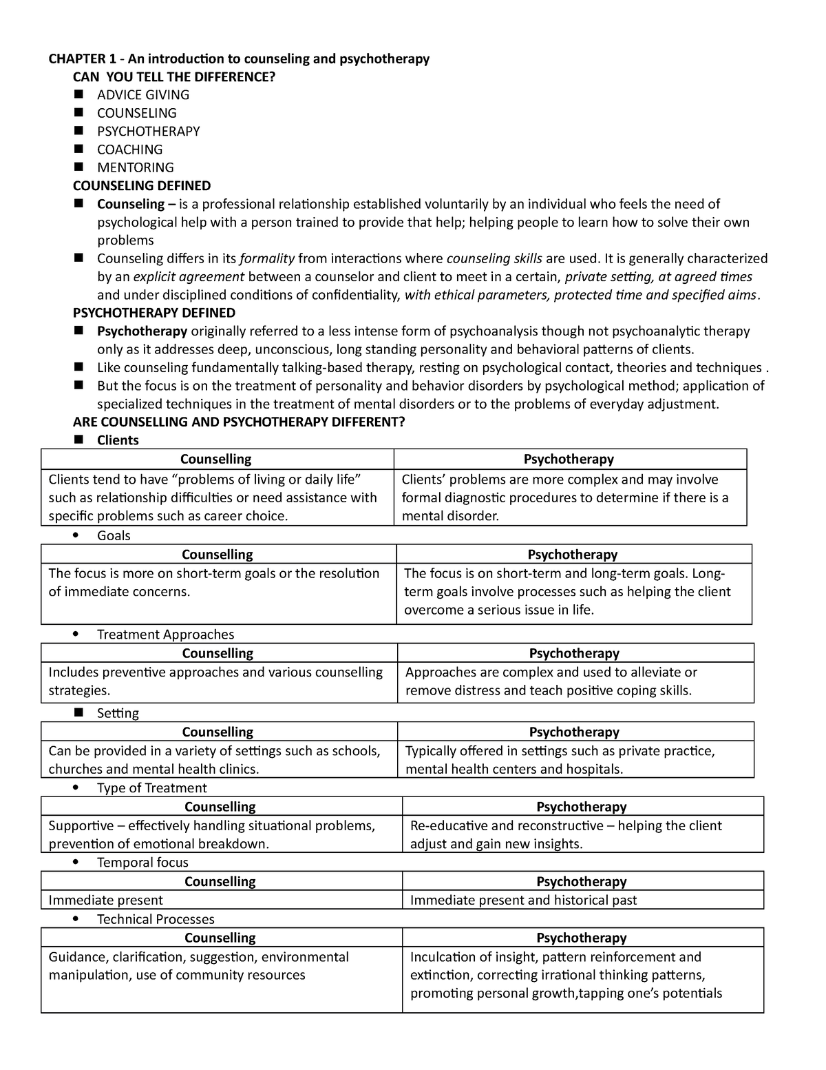 Chapter 1 - An Introduction To Counseling And Psychotherapy - CHAPTER 1 ...