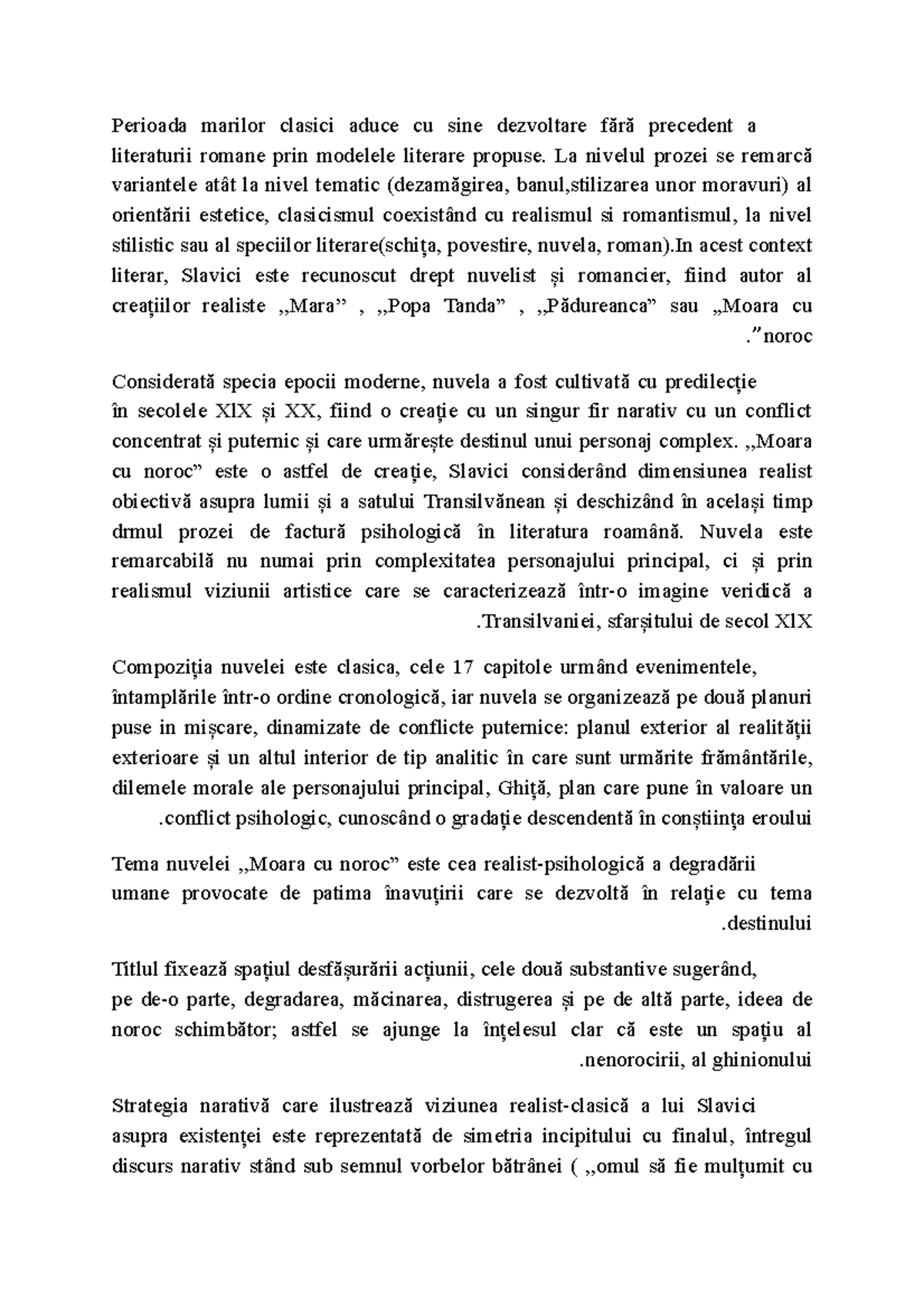 Eseu ,,Moara cu noroc” - Perioada marilor clasici aduce cu sine ...