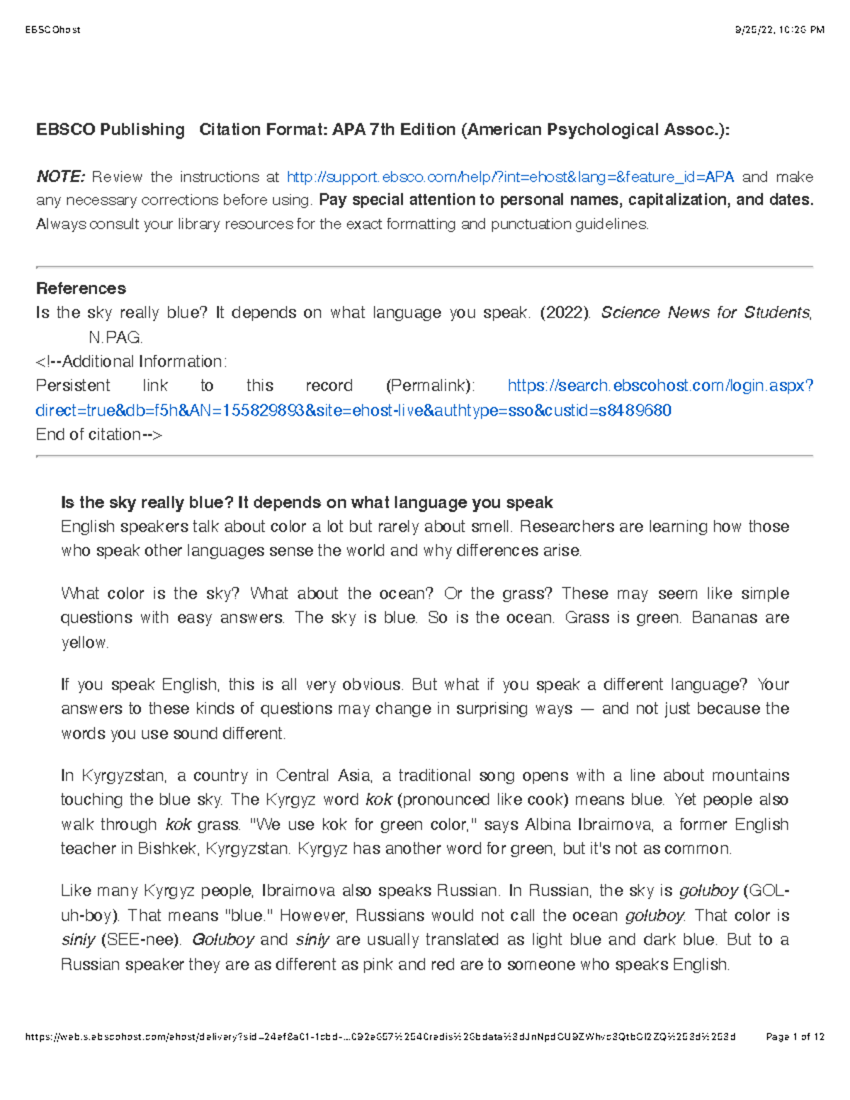 Source 2 - Extra notes - EBSCO Publishing Citation Format: APA 7th ...