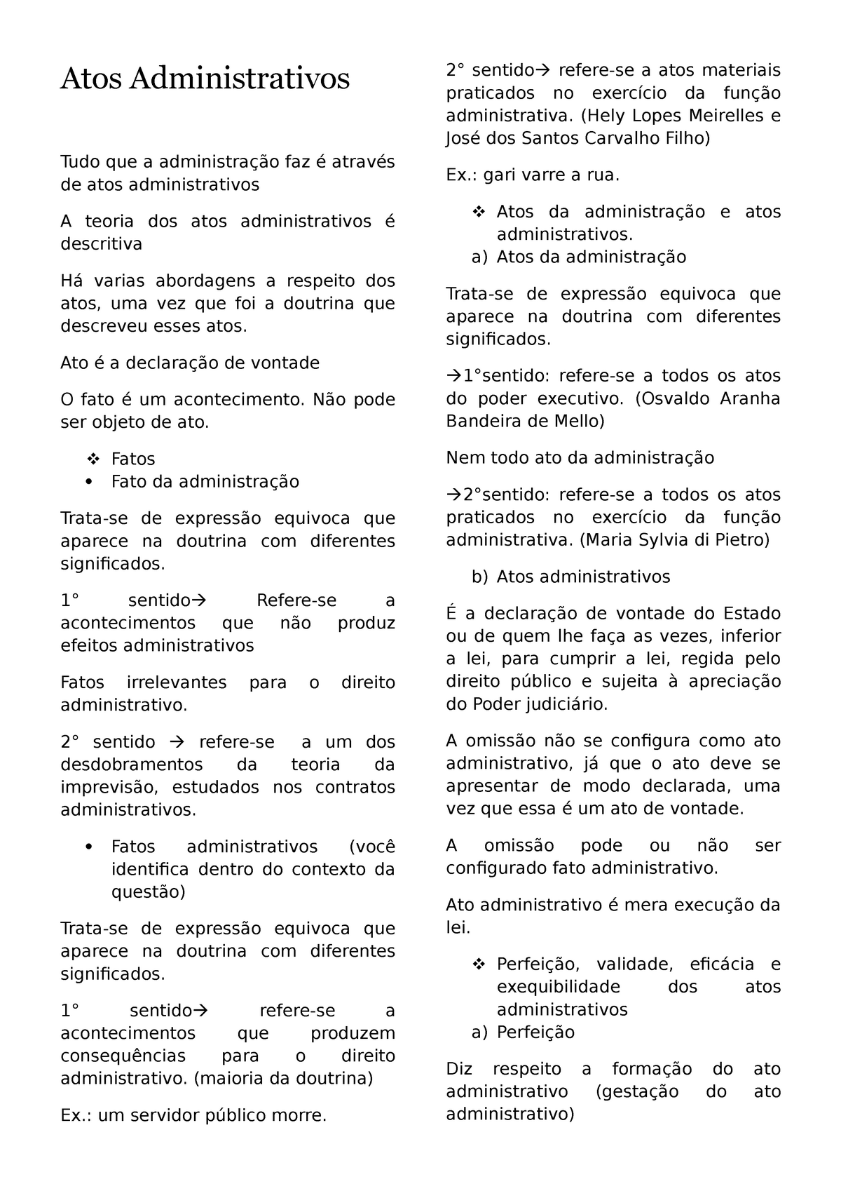 Atos Administrativos Apontamentos 1 10 Atos Administrativos Tudo Que A Administração Faz é 8350