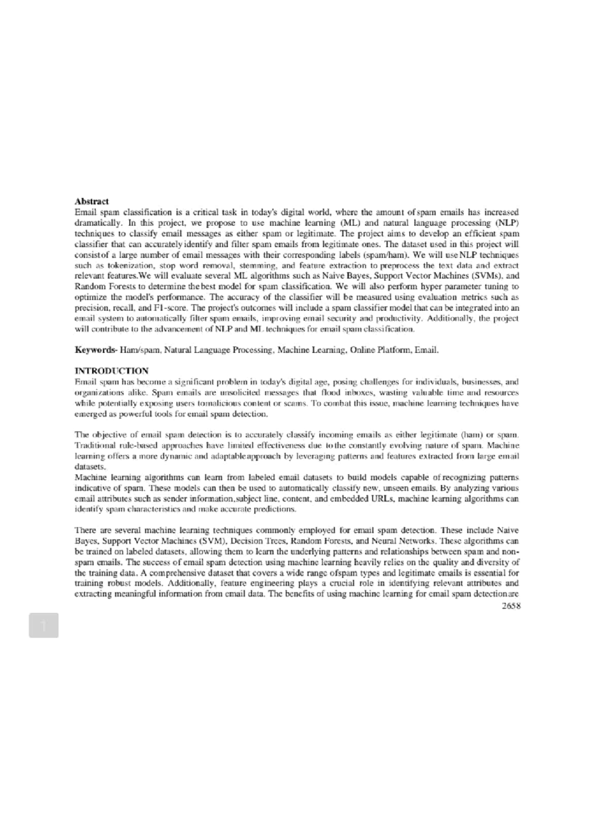 AI Phase 2 - good - Abstract Email spam classification is a critical ...