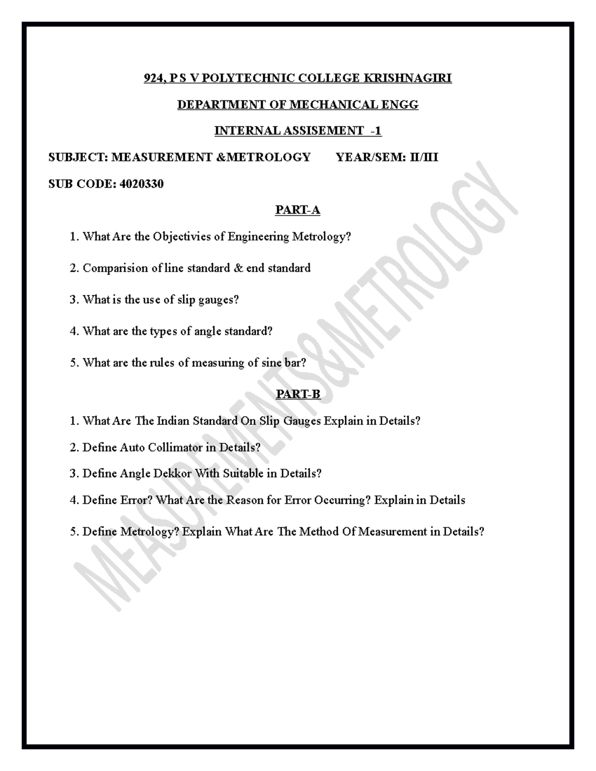 MM Question Paper - nil - 924, P S V POLYTECHNIC COLLEGE KRISHNAGIRI ...